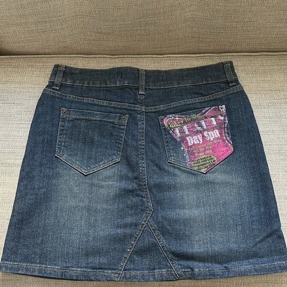 Vintage Disney Store Denim Tinkerbell Glitter Skirt Size 10 - Picture 3 of 7